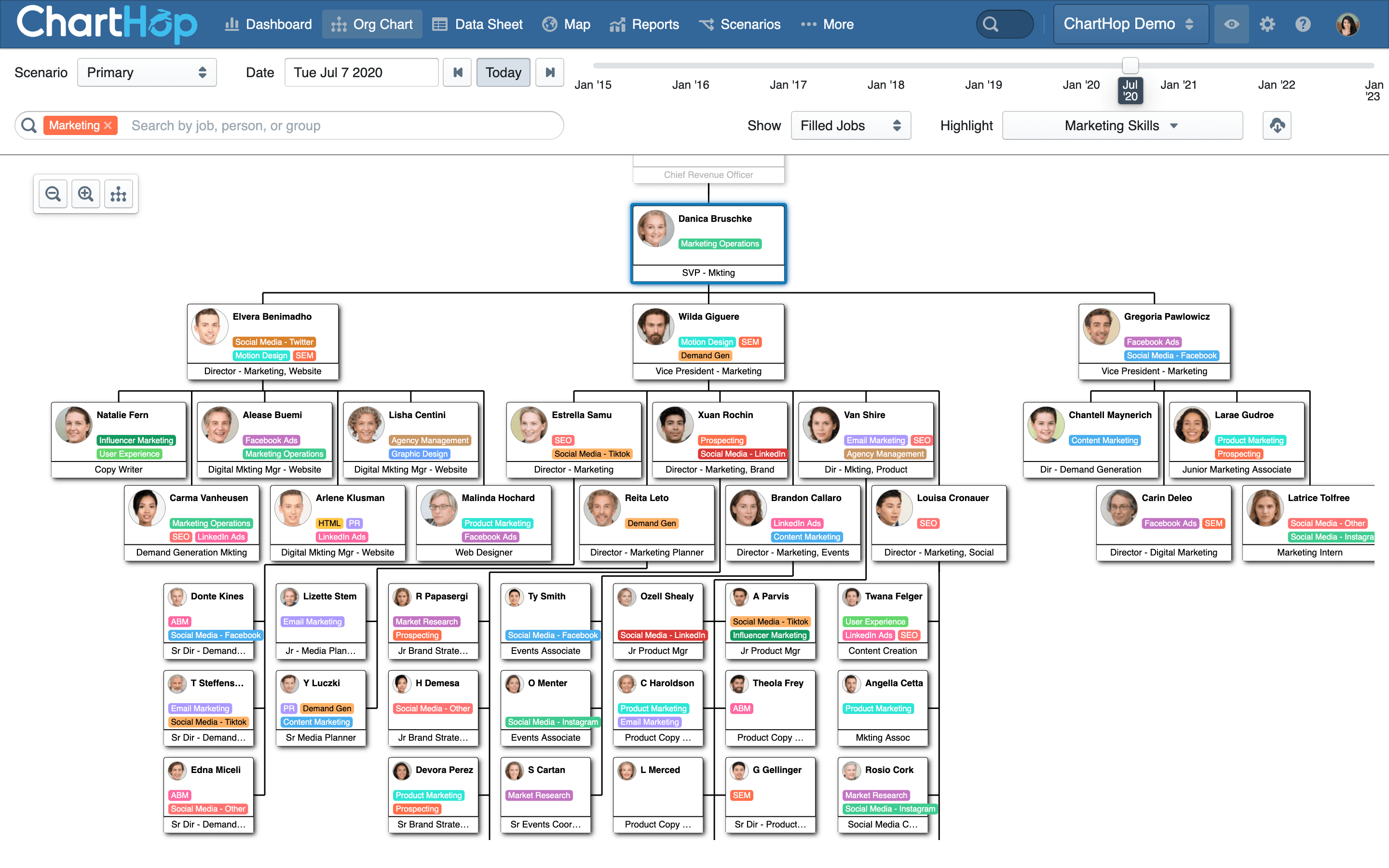 ChartHop skills mapping gives you clarity on employee's strengths